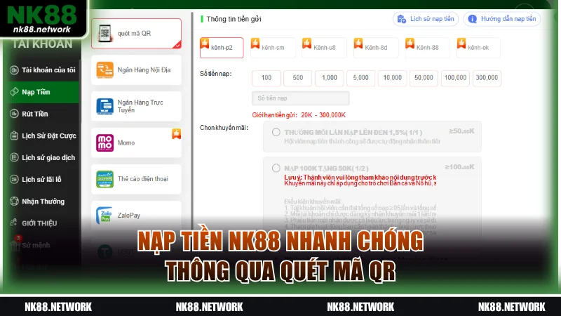 Nạp tiền NK88 nhanh chóng thông qua quét mã QR