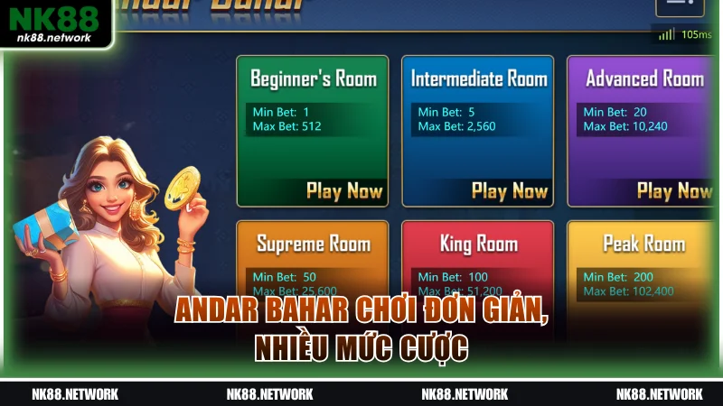 Andar Bahar chơi đơn giản, nhiều mức cược
